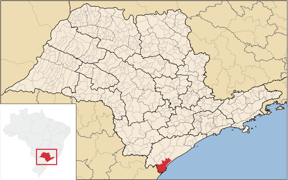 Mapa de localização de Cananéia em SP