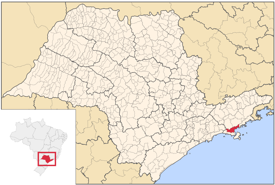 Mapa de localização de Caraguatatuba em SP
