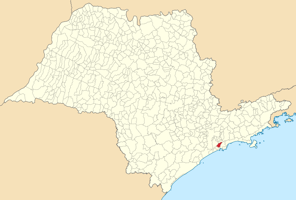 Mapa de localização de Cubatão em SP
