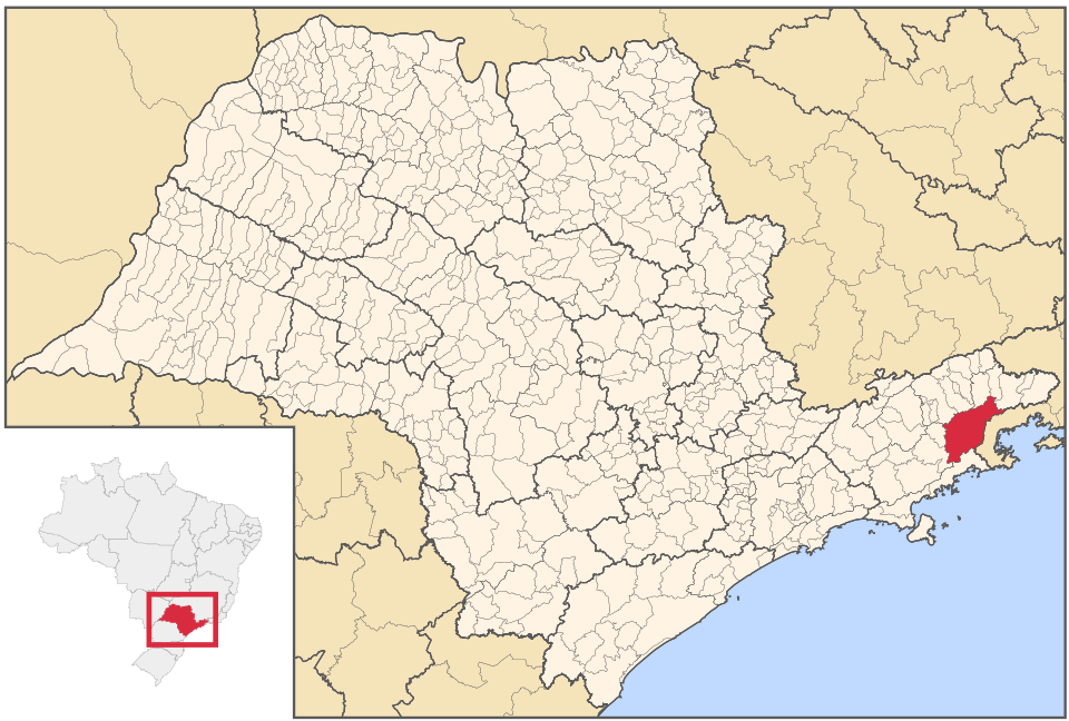 Mapa de localização de Cunha em SP