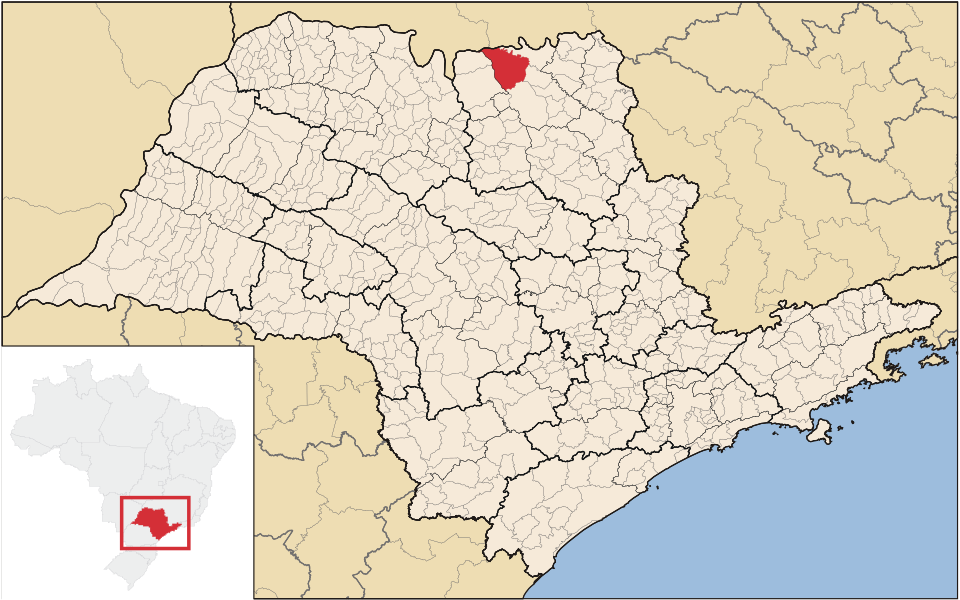 Mapa de localização de Guaíra em SP