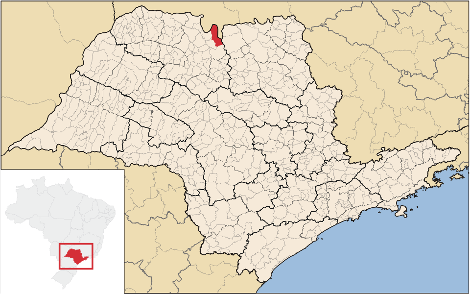 Mapa de localização de Guaraci em SP