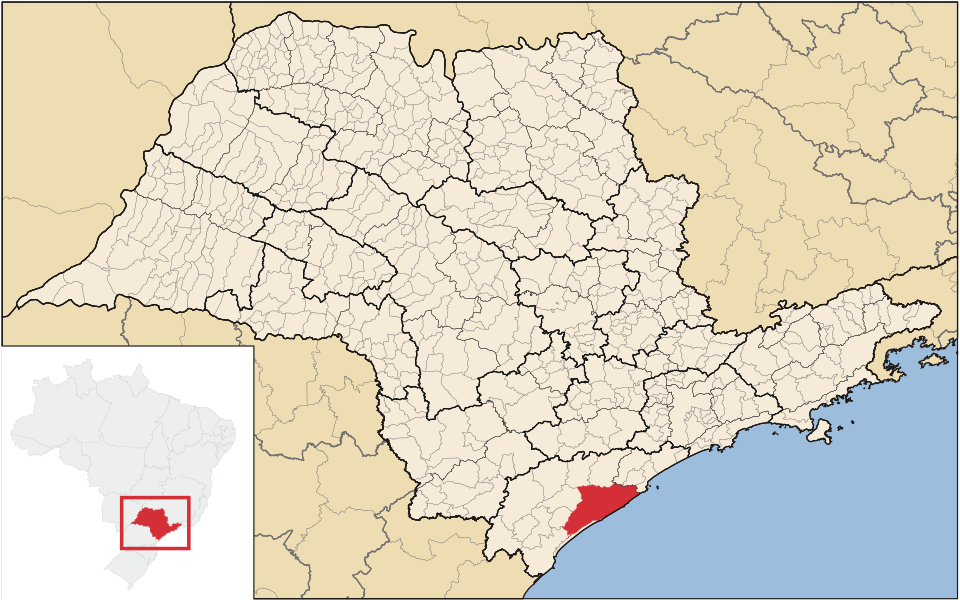 Mapa de localização de Iguape em SP