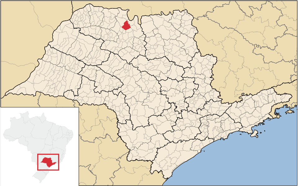 Mapa de localização de Nova Granada em SP