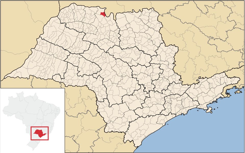 Mapa de localização de Orindiúva em SP