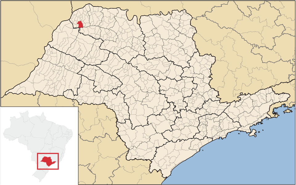 Mapa de localização de Palmeira d'Oeste em SP