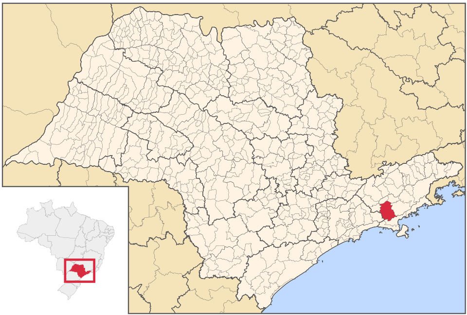 Mapa de localização de Paraibuna em SP