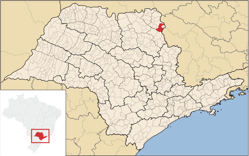 Mapa de localização de Patrocínio Paulista em SP