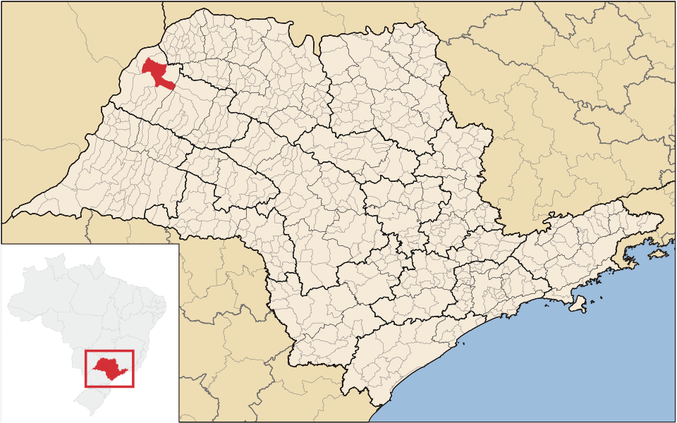 Mapa de localização de Pereira Barreto em SP