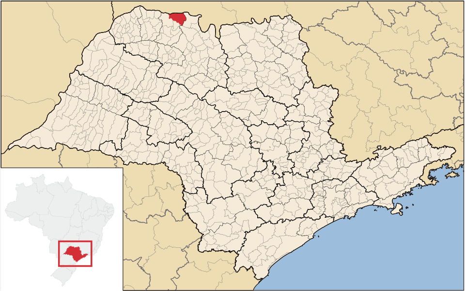 Mapa de localização de Riolândia em SP