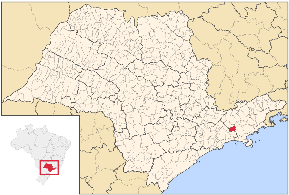 Mapa de localização de Santa Branca em SP