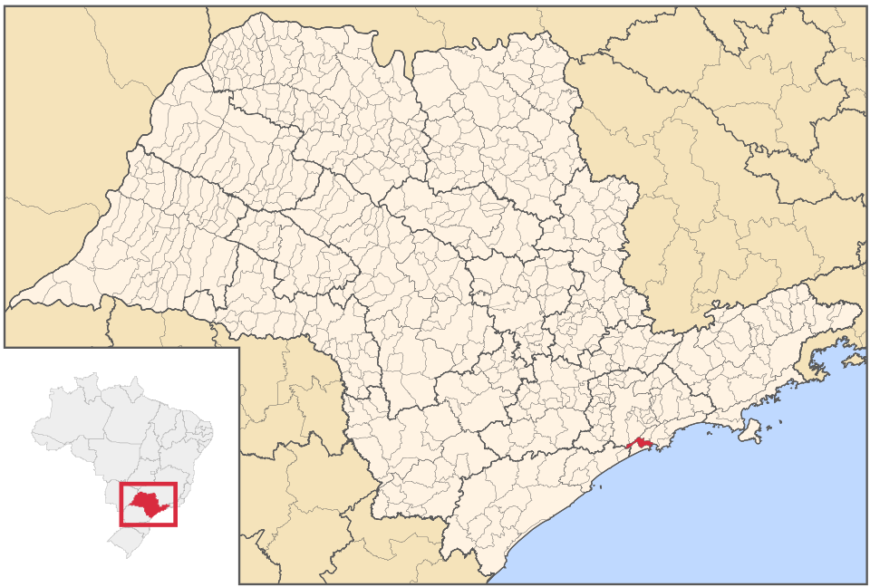 Mapa de localização de São Vicente em SP