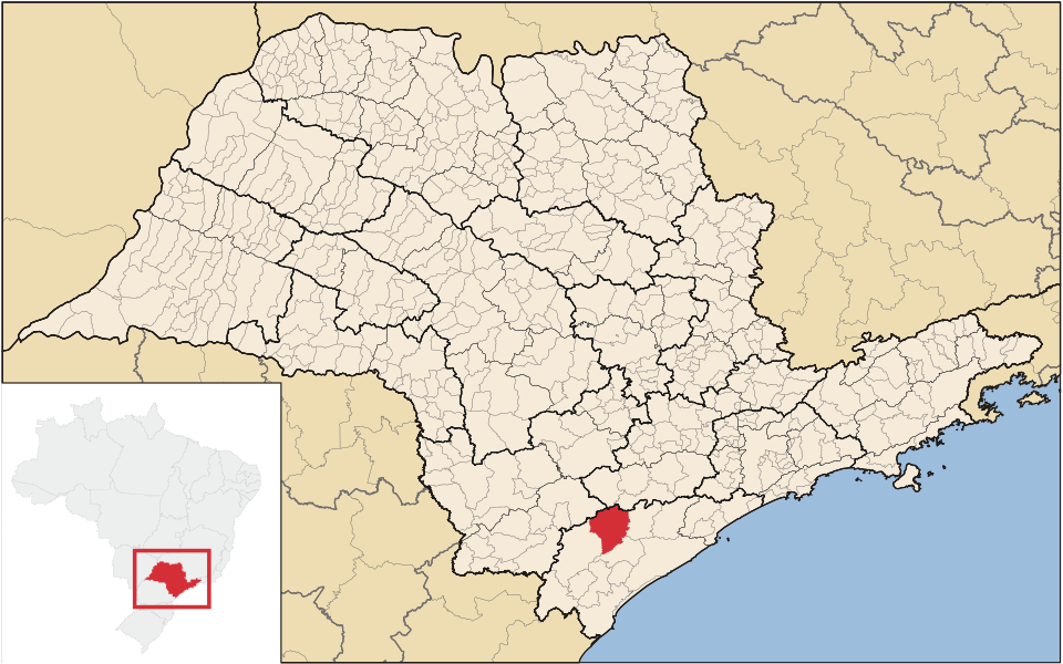 Mapa de localização de Sete Barras em SP
