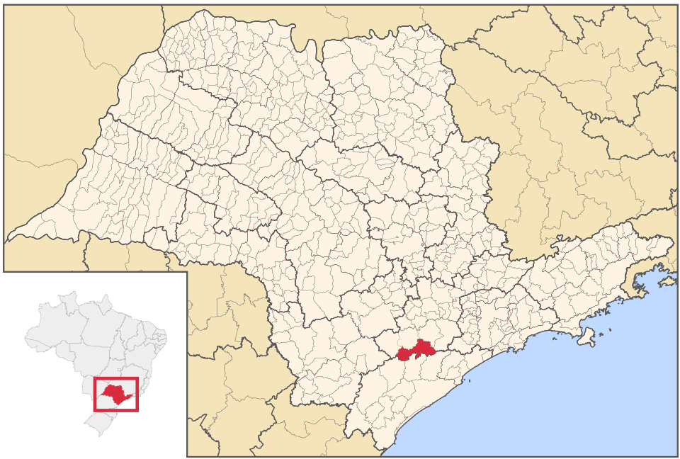 Mapa de localização de Tapiraí em SP