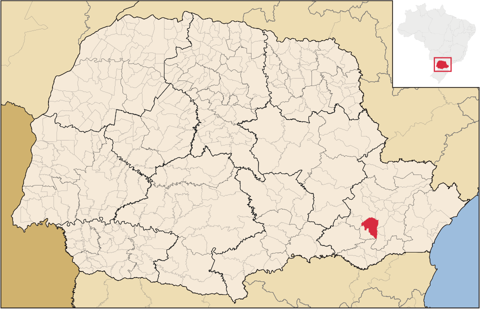 Mapa de localização de Araucária em PR