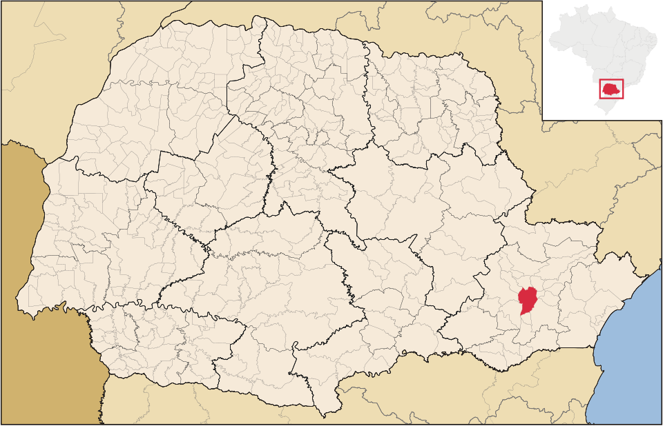 Mapa de localização de Curitiba em PR