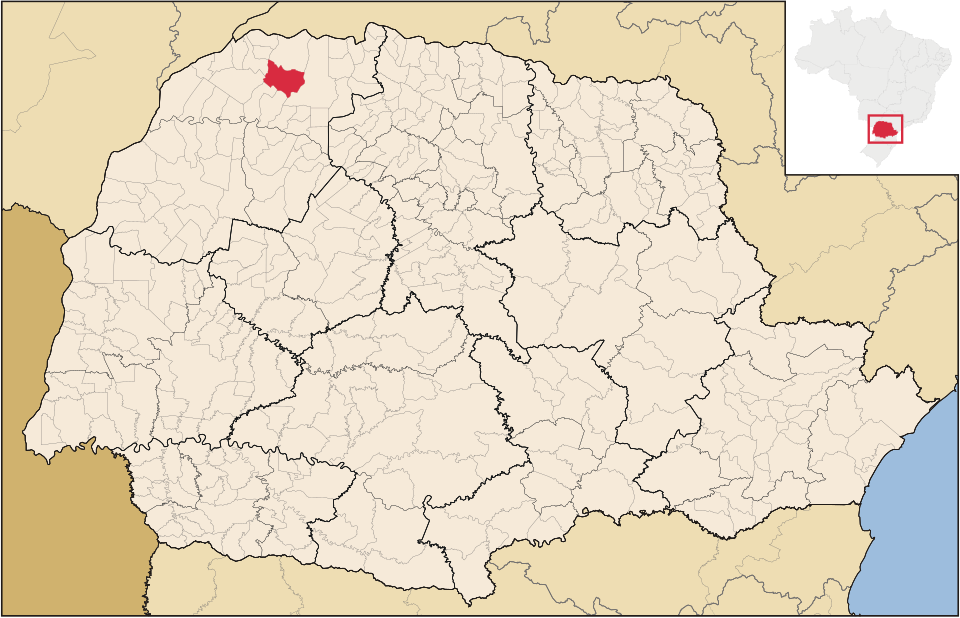 Mapa de localização de Guairaçá em PR