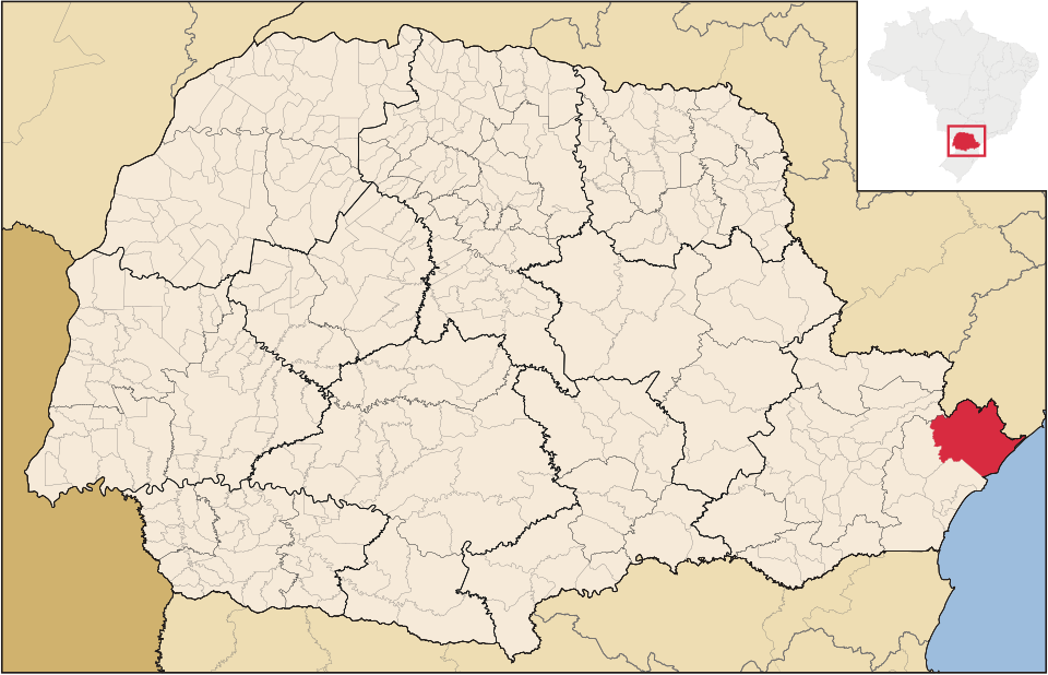 Mapa de localização de Guaraqueçaba em PR