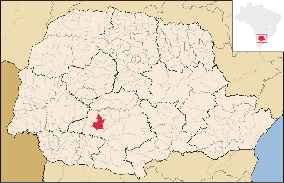 Mapa de localização de Laranjeiras do Sul em PR