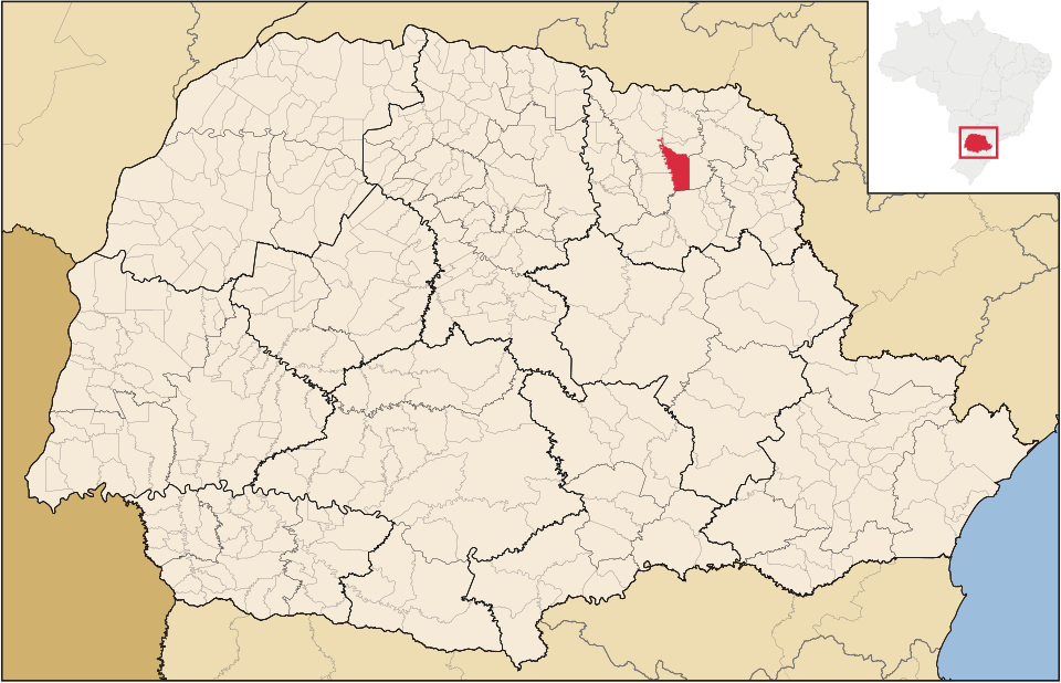 Mapa de localização de Ribeirão do Pinhal em PR