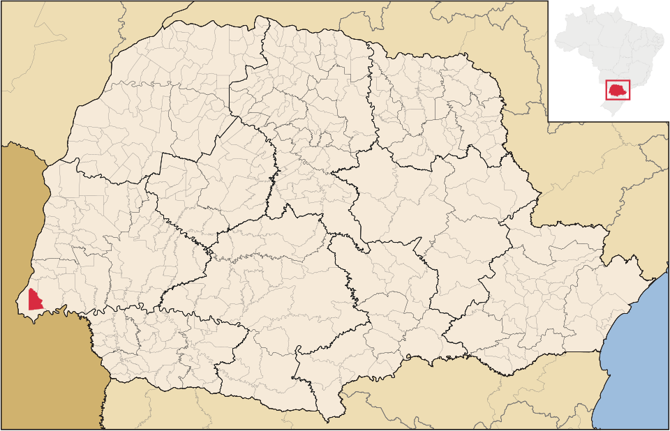 Mapa de localização de Santa Terezinha de Itaipu em PR