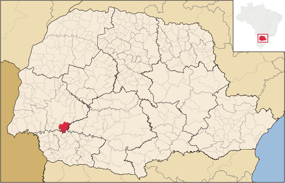 Mapa de localização de Três Barras do Paraná em PR