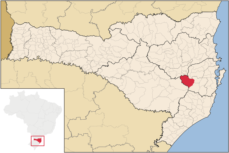 Mapa de localização de Alfredo Wagner em SC