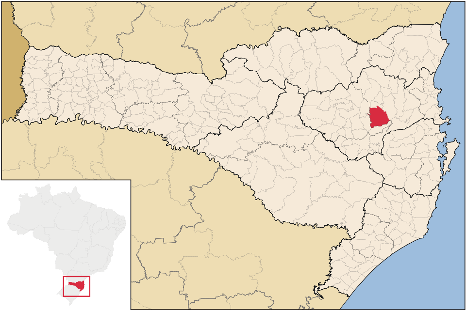 Mapa de localização de Apiúna em SC