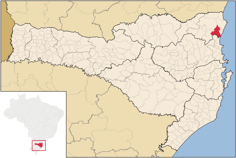 Mapa de localização de Araquari em SC