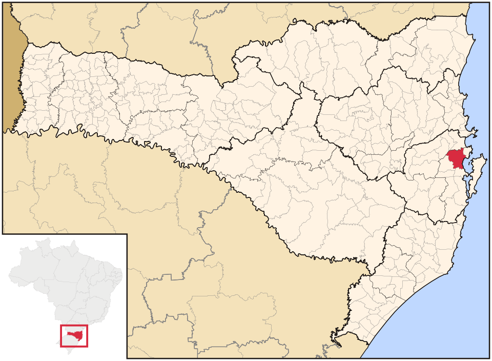Mapa de localização de Biguaçu em SC