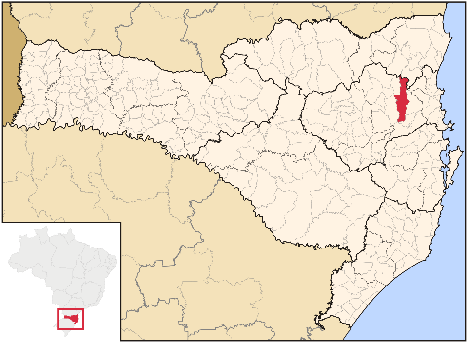 Mapa de localização de Blumenau em SC