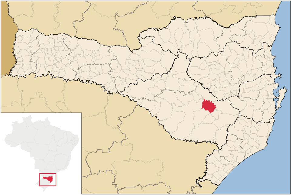 Mapa de localização de Bocaina do Sul em SC