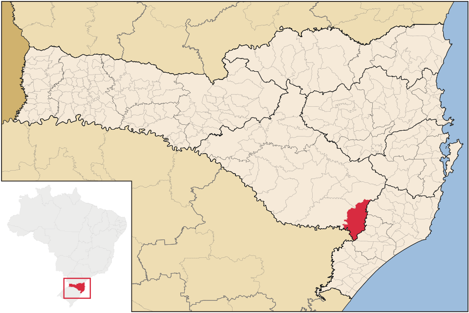 Mapa de localização de Bom Jardim da Serra em SC