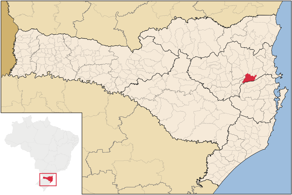 Mapa de localização de Botuverá em SC