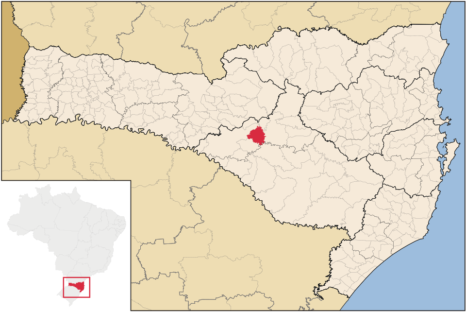 Mapa de localização de Brunópolis em SC