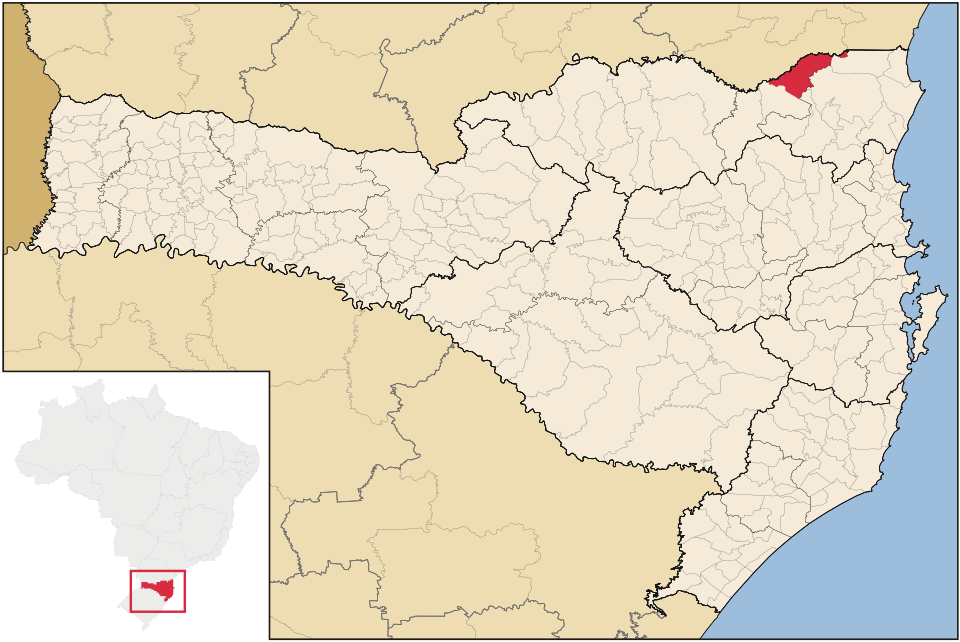 Mapa de localização de Campo Alegre em SC
