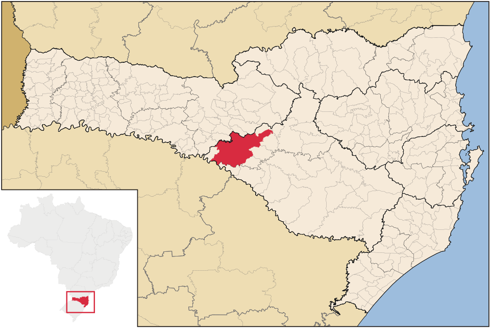 Mapa de localização de Campos Novos em SC
