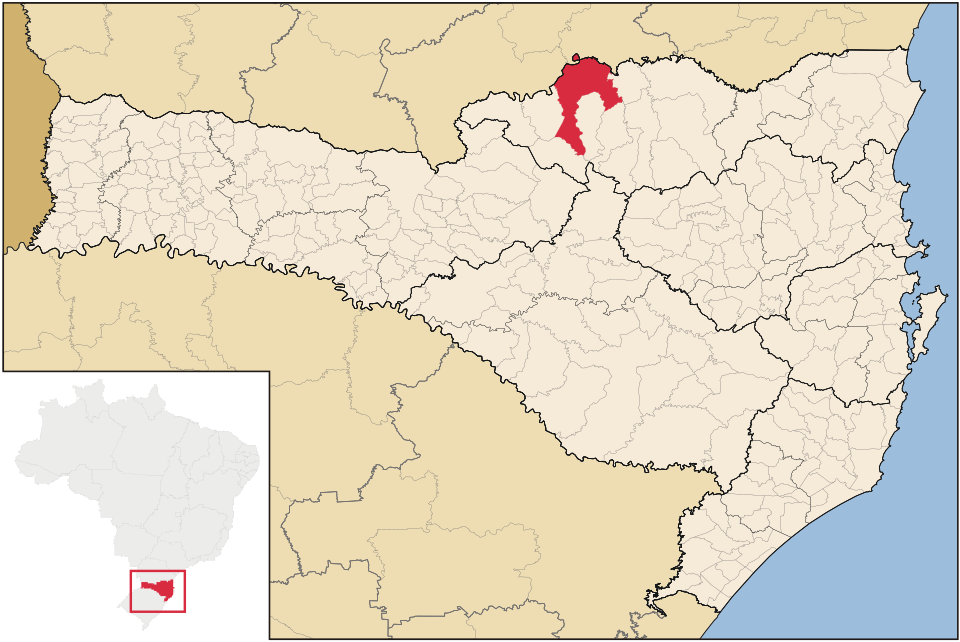 Mapa de localização de Canoinhas em SC