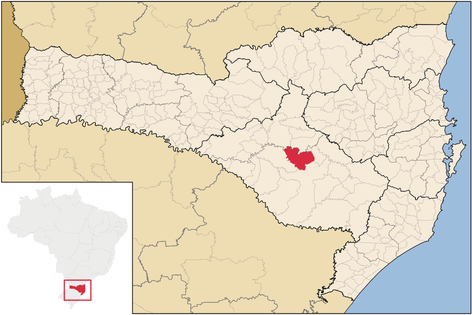 Mapa de localização de Correia Pinto em SC
