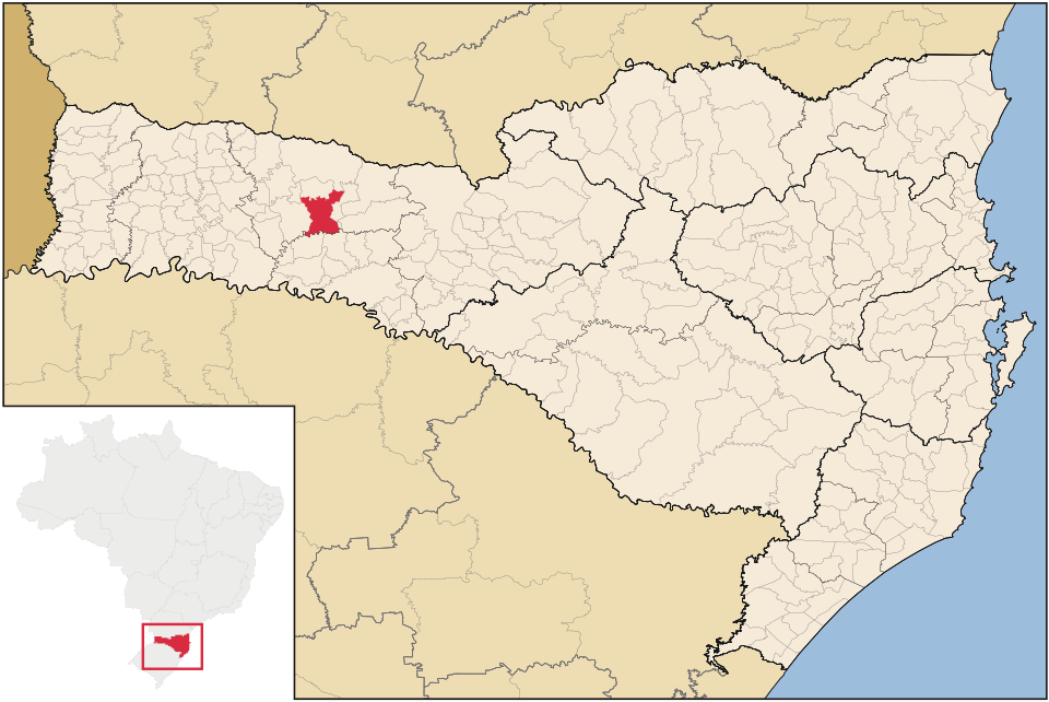 Mapa de localização de Faxinal dos Guedes em SC