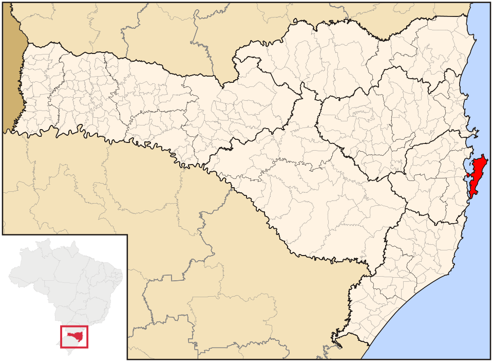 Mapa de localização de Florianópolis em SC