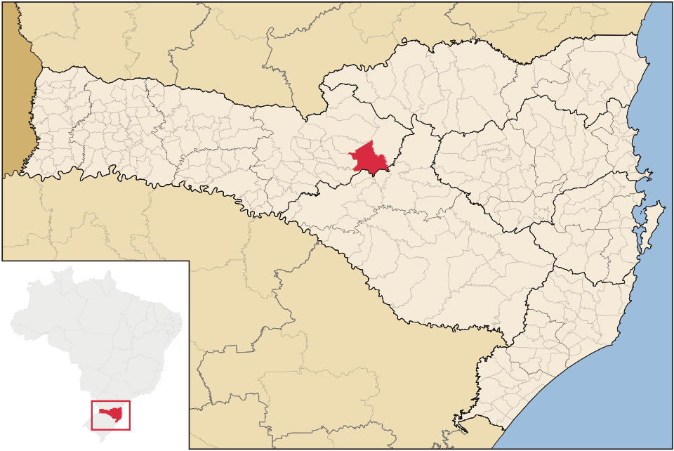 Mapa de localização de Fraiburgo em SC