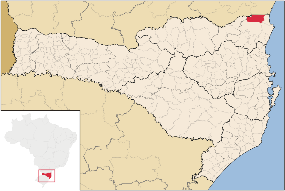 Mapa de localização de Garuva em SC