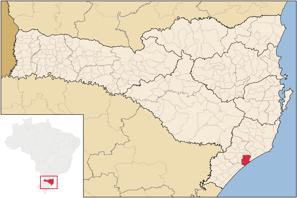 Mapa de localização de Içara em SC