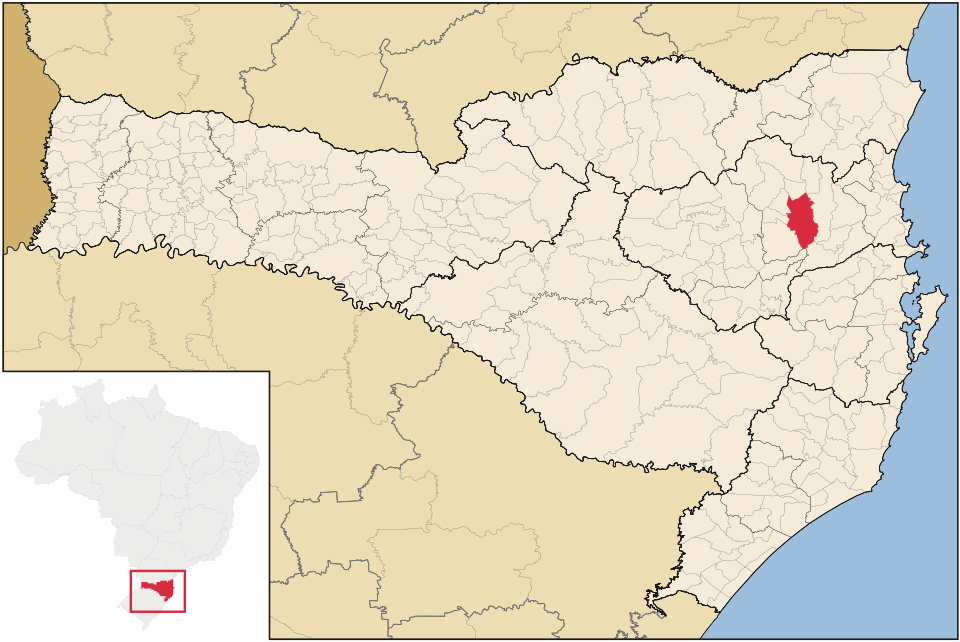 Mapa de localização de Indaial em SC
