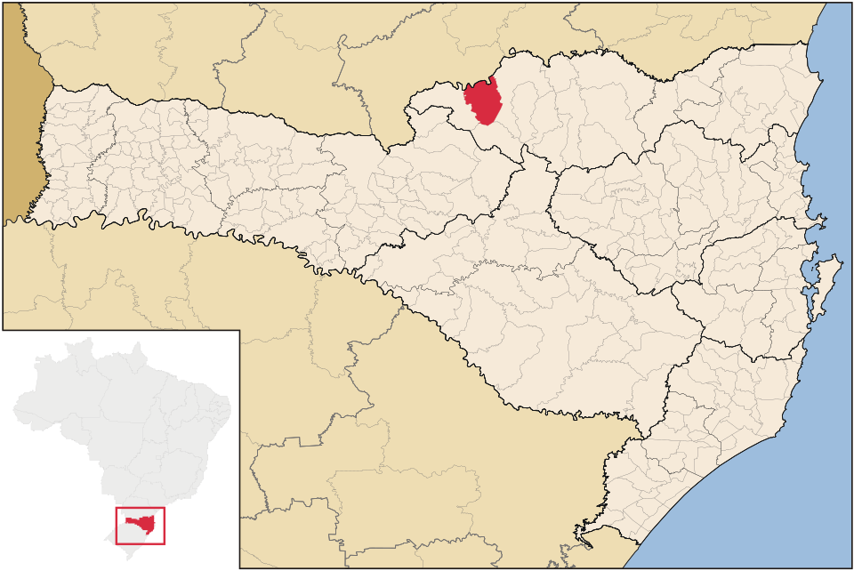 Mapa de localização de Irineópolis em SC
