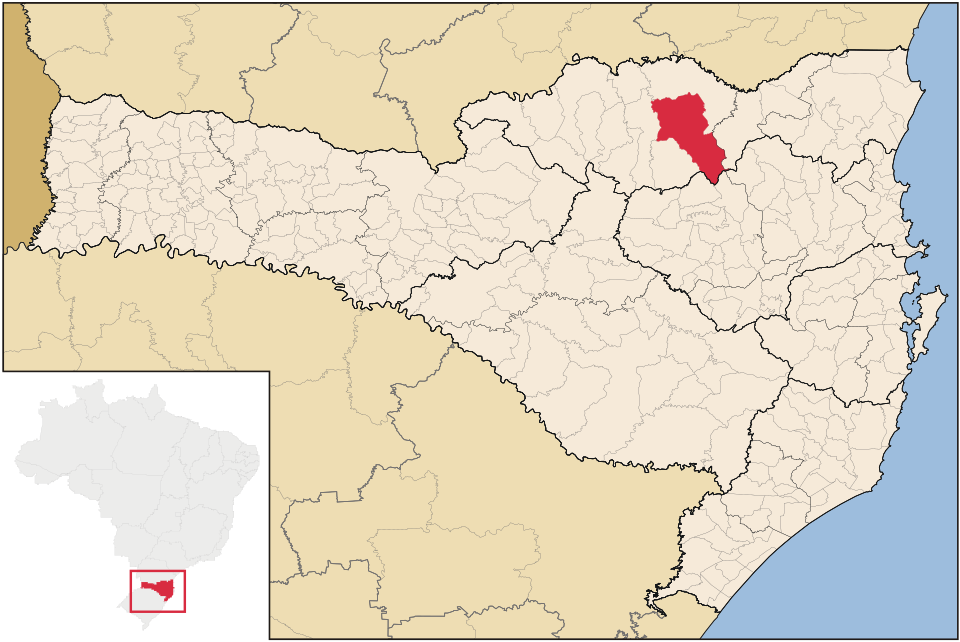 Mapa de localização de Itaiópolis em SC