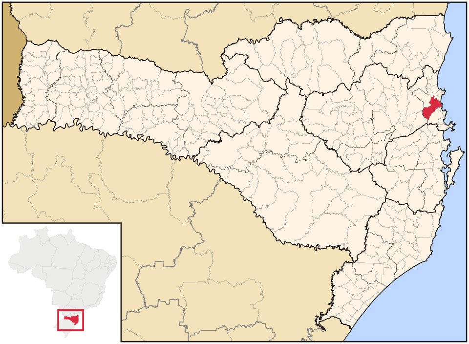 Mapa de localização de Itajaí em SC