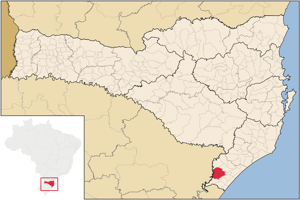 Mapa de localização de Jacinto Machado em SC