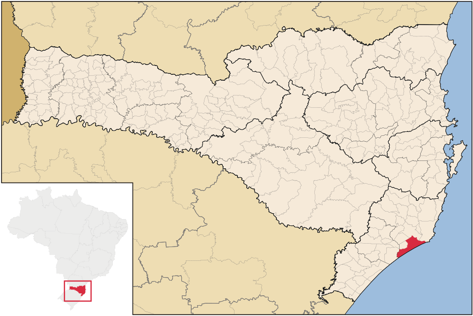Mapa de localização de Jaguaruna em SC
